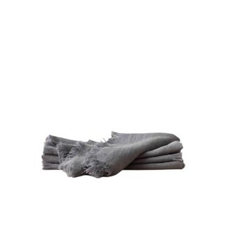 LinenMe Terra Fringe Linen Napkin - Set Of 4 In Graphite