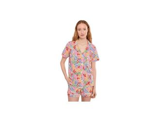 Bedhead Pajamas Short Sleeve Shorty Cotton Knit Pajama Set Womens Pajama Sets Spring Fields : LG (US 12-14), Cotton/Elastane/Jersey