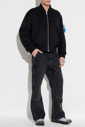 Off-white Jacket With Logo, Mens, Navy Blue