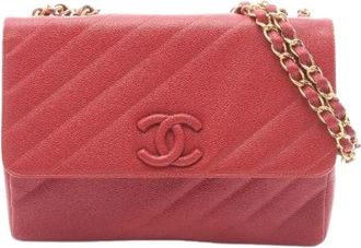 Chanel Pre-owned Bias Stitch Grained Calf Shoulder Bag - - Pre-owned - Donna - Rosso - ONE SIZE