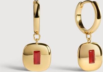 Monica Vinader Gold Gemdrop Small Hoop Earrings Red Onyx