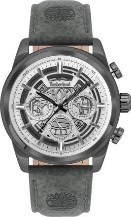 Timberland Hadlock Multifunction Leather Strap Watch, 46mm in Black at Nordstrom