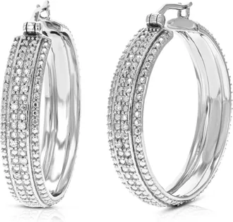 Vir Jewels 1/10 cttw Lab Grown Diamond Hoops Earrings in Sterling Silver With Notched Post For Women