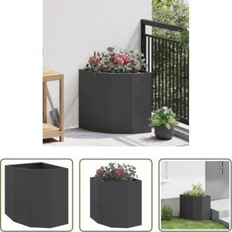 vidaXL vidaXL Vaso esterno - Vaso dangolo Nero 45 x 45 x 50 cm Acciaio