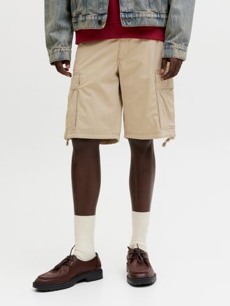 Jack & Jones Cargohose JACK & JONES JPSTCOLE FRANK CARGO SHORT MID SN, Herren, Gr. L, N-Gr, crockery, Web, Obermaterial: 100% Baumwolle, unifarben, Hosen Cargohose