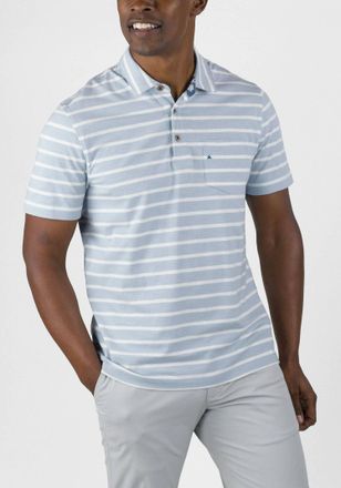 Tailor Vintage Airotec Jersey Sailor Stripe Polo In Blue Fog