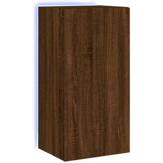 vidaXL TV Wall Cabinet with LED Lights Brown Oak 40.5x35x80 cm vidaXL