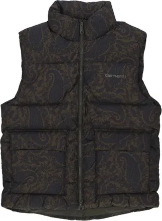 Carhartt Work in Progress Mouwloze donsjas met Paisley Print - Heren - Bodywarmers - Zwart - XL - Polyester - Jassen