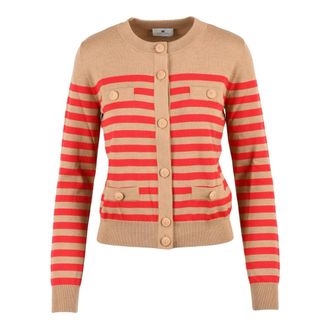 Elisabetta Franchi Truien & Vesten, Dames, Beige, M, Wol, Cardigan corto girocollo