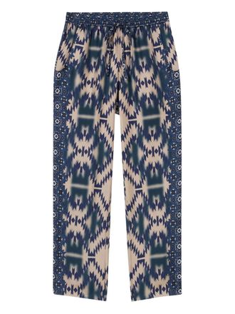 Pierre-Louis Mascia geometric-pattern drawstring trousers - Blue