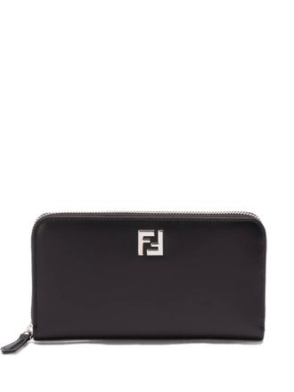 Fendi logo-plaque zip-around wallet - men - Calf Leather - One Size - Black