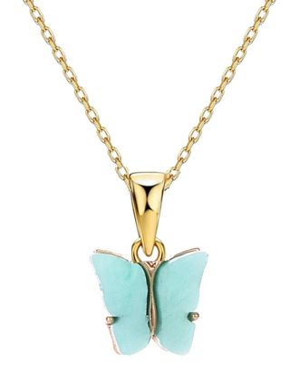 Liv Oliver 18K Plated Carved Butterfly Necklace