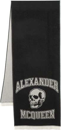 Alexander McQueen intarsia-knit logo wool scarf - men - Wool - One Size - Black
