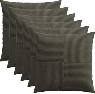 vidaXL Funda De Almohada 6 Pcs Almelo Gris Antracita 55 X 55 Cm Pana Vidaxl