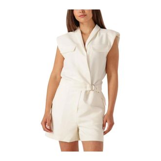 Aaiko Jumpsuits & Playsuits, Dames, Wit, XL, Denim, Cr&egrave;me Playsuit voor zonnige dagen