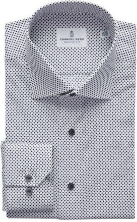 Emanuel Berg Modern Fit Geometric Stretch Poplin Sport Shirt in Charcoal at Nordstrom Rack, Size X-Large