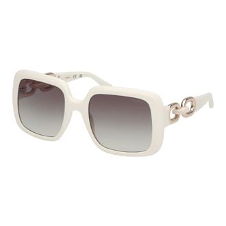 Guess Sunglasses, unisex, White, Size: 56 MM White/Brown Shaded Sunglasses