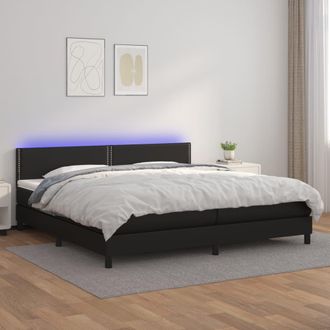vidaXL Vidaxl - Cama Box Spring Colch&oacute;n Y Led Cuero Sint&eacute;tico Negro 200x200 Cm