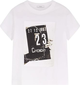 Givenchy T-shirt met logo en ronde hals - Dames - T-shirts - Wit - S - Katoen - Tops