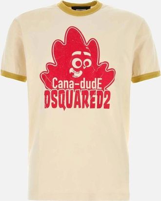 Dsquared2 Mens Dsquared2 Cana-dude Logo Milk T-Shirt - Size: 40