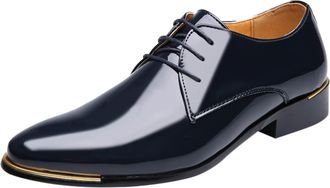 Generic Mens Patent Leather Dress Shoes, Smart Shoe Lace Up Formal Shoes Pointed Toe Suit Shoe Low Heel Business Loafers Comfortable Outdoor Loafer Trendy and