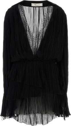 Blumarine Black Georgette Mini Dress