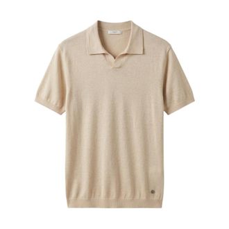 Liu Jo Polo Shirts, male, Beige, Size: XL Polo in Maglia Lino e Cotone - Cuban Collar