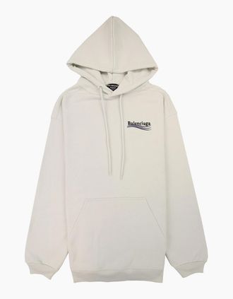 Balenciaga Mens Balenciaga Logo Print Hoodied Sweatshirt White 9084 - Size: 38