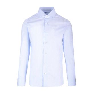 Barba Tailored Shirt - Heren - Zakelijke Overhemden - Blauw - M - Katoen - Overhemden