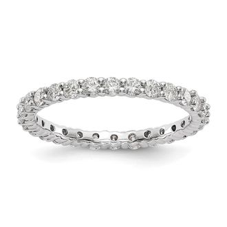 Diamond2Deal 14k White Gold Lab Grown Diamond Eternity Wedding Band Ring 1Ct Clarity- VS Color- G-H