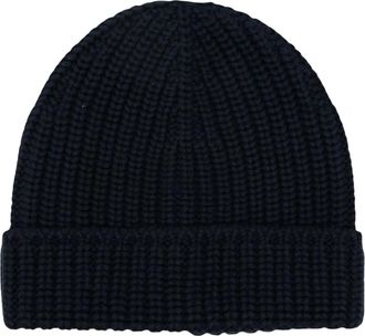 Gran Sasso Ribbed Knit Beanie - Heren - Hoeden - Blauw - ONE Size - Wol - Accessoires