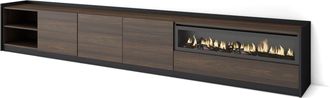 Skraut Home Skraut Home - Mueble Tv, Televisi&oacute;n, 310x37x50cm, Para Tv Hasta 80, Chimenea El&eacute;ctrica, Roble Oscuro Y Negro