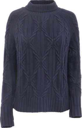 Nili Lotan Nili Lotan Cable-Knit Roll-Neck Sweater in Navy Blue Cashmere