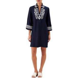Karen Kane Embroidered Shift Dress in Navy at Nordstrom, Size X-Small