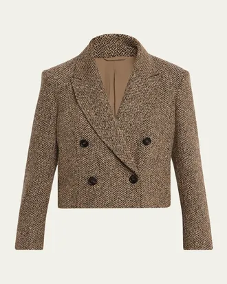 Brunello Cucinelli Sparkling Wool Herringbone Blazer