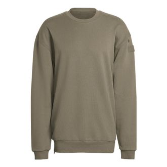 adidas Mens adidas Solid Color Round Neck Loose Pullover Hoodless Gray Brown HG6636