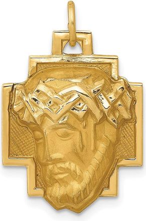 Diamond2Deal 14k Yellow Gold Satin Diamond-cut Jesus Charm Pendant
