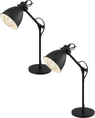 Loops 2 PACK Adjustable Table Lamp Desk Light Black & White Steel Shade 1x 40W E27