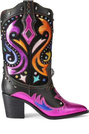 Kurt Geiger Womens Leather Kensington Cowboy Boots - Black - Size UK 7