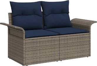vidaXL Conjunto De Sof&aacute;s De Jard&iacute;n 7 Uds. Gris Rat&aacute;n Sint&eacute;tico Vidaxl