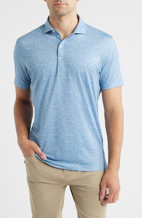 Johnnie-O Cup of Jo Breakfast Print Performance Jersey Polo in Carbon Fiber at Nordstrom, Size Xx-Large