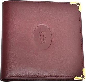 Cartier Bordeaux Wine Red Leather Wallet (Bi-Fold) (Pre-Owned)