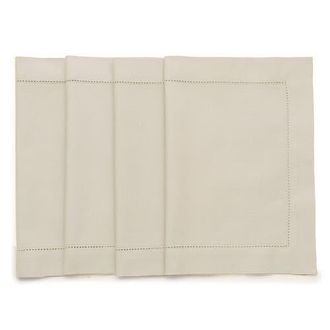 Solino Home Cotton Linen Hemstitch Placemats Set of 4, 14 x 19 Inch for Dining Table, Holiday and Everyday Table Decor at Nordstrom, Size Medium