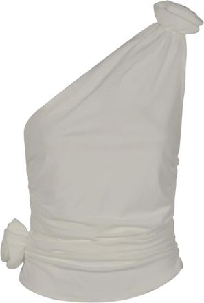 Magda Butrym Sleeveless Tops, female, White, Size: XS Cream T-Shirt 01 with Burtym Style