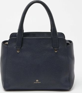 Aigner Cybill Blue Leather Tote Bag