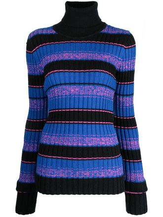 Maison Margiela striped ribbed-knit jumper - Blue
