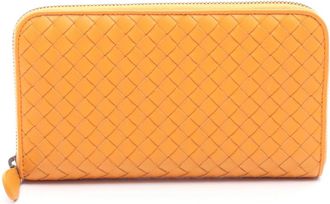Bottega Veneta Orange Leather Long Wallet (Bi-Fold) (Pre-Owned)