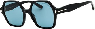Tom Ford Romy Smoke Hex Lens Glanzende Zwarte Zonnebril