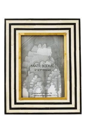 Matr Boomie Rajiva Black & Cream Picture Frame - Hand Carved Bone in Black/white at Nordstrom, Size 5Ft 0In X 7Ft 0In