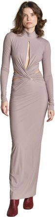 Amazu&igrave;n Lange coltrui jurk met gekruiste draperie - Dames - Maxi kleedjes - Beige - ONE Size - Kleedjes